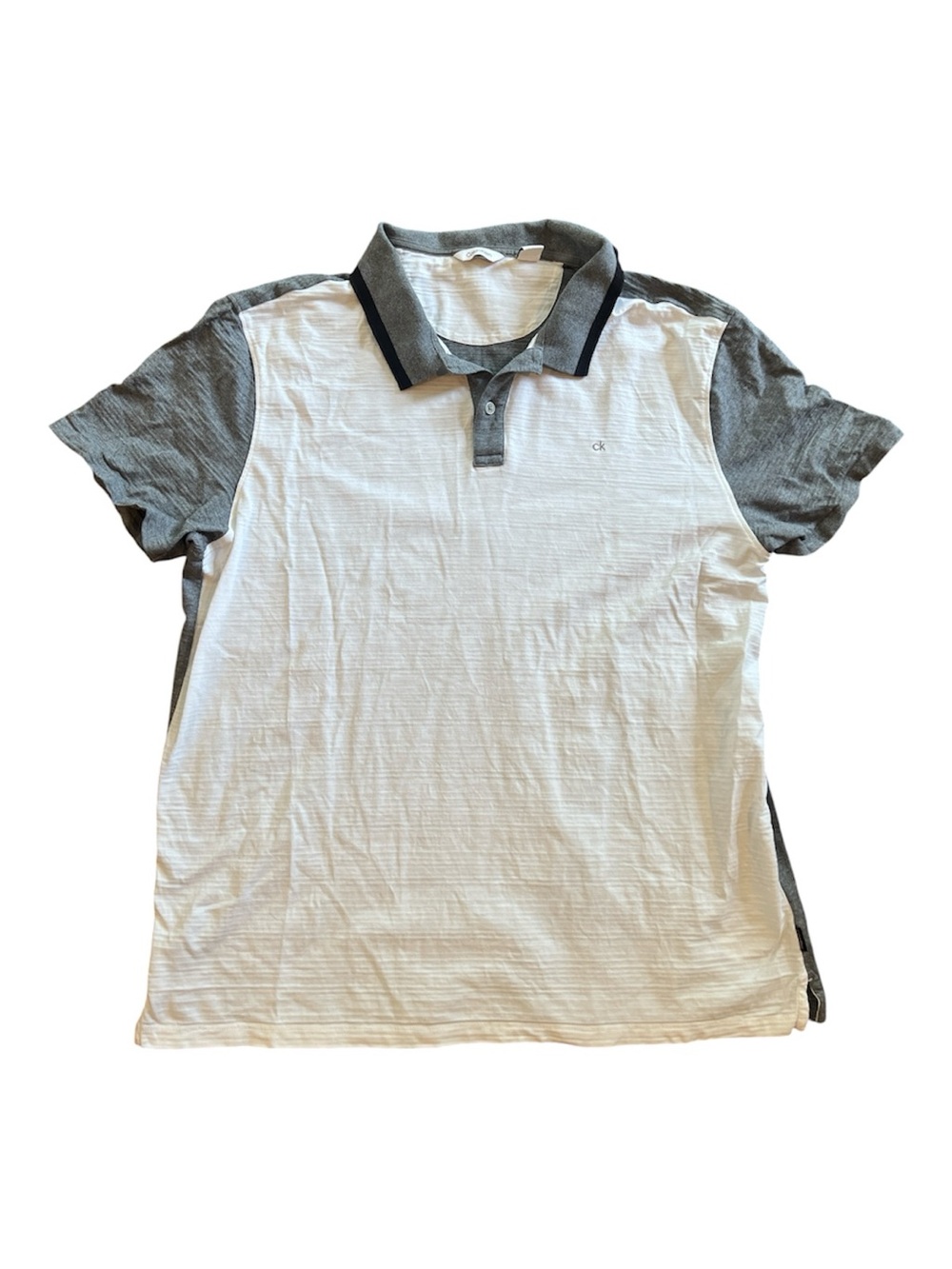 Calvin Klein White & Gray Short Sleeved Polo Size XL